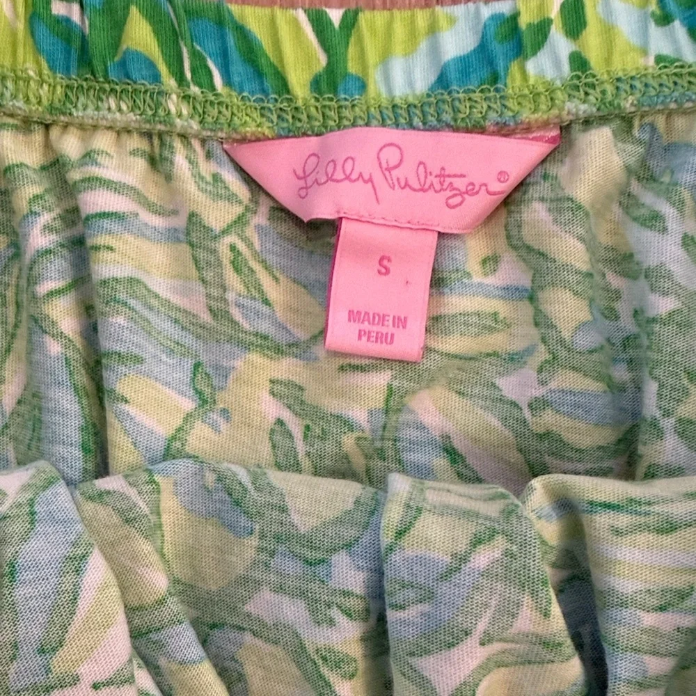Lilly Pulitzer Tropical Leaf Print Strapless Dress in Aqua & Green - Picture 2 of 2